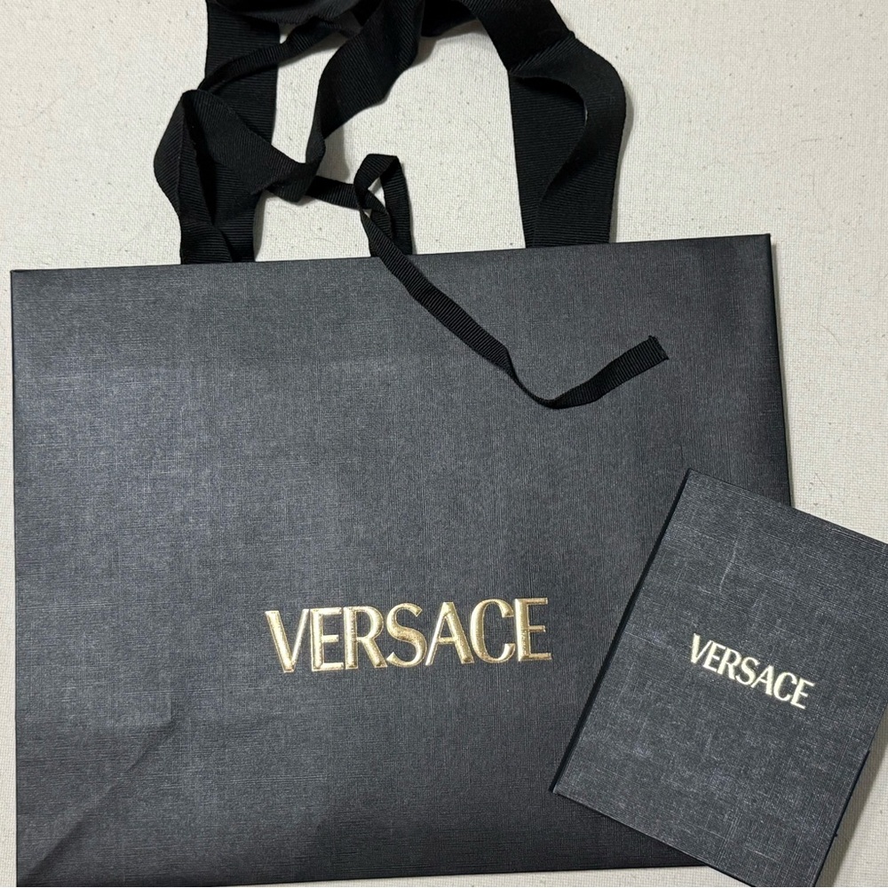 Versace Black Shopping Bag with Gold Logo